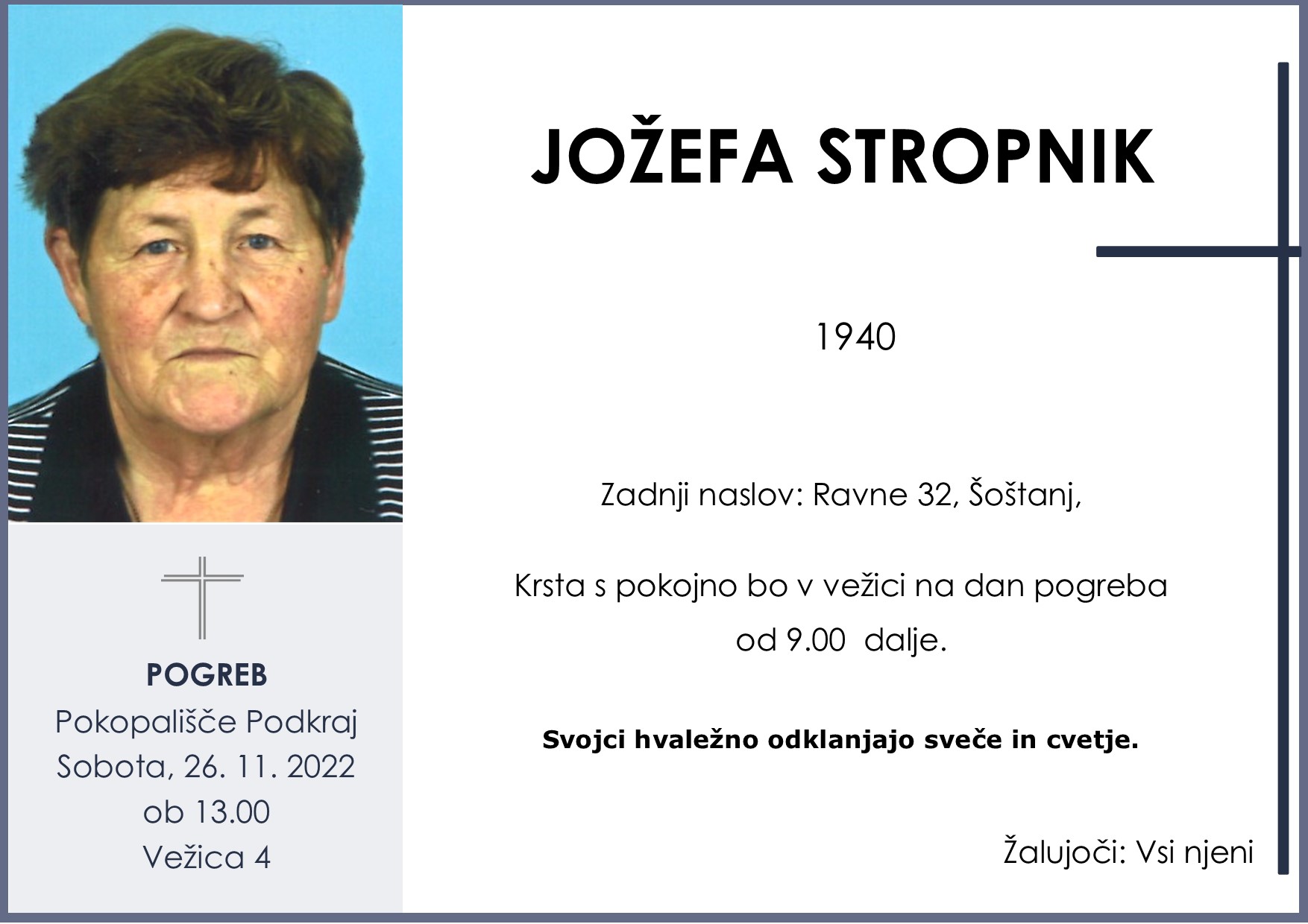 Stropnik Jožefa 1940