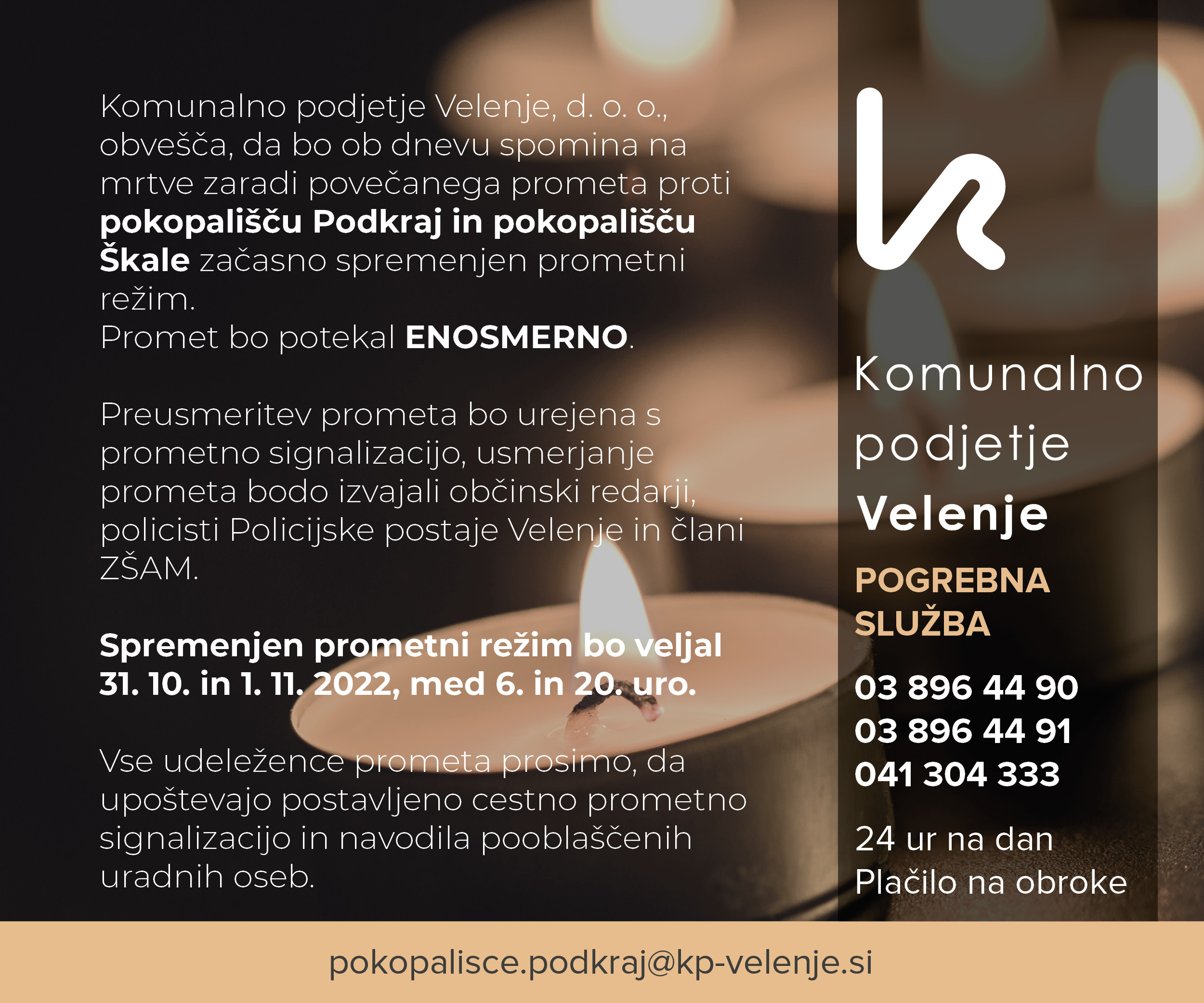 KPV PogrebnaSluzba obvestilo 2022 spremenjen prometni režim