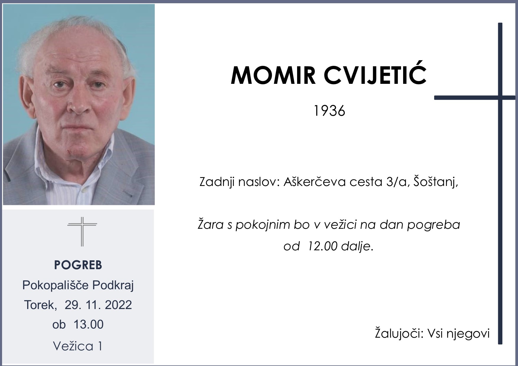 MOMIR CVIJETIĆ, 29. 11. 2022, Podkraj