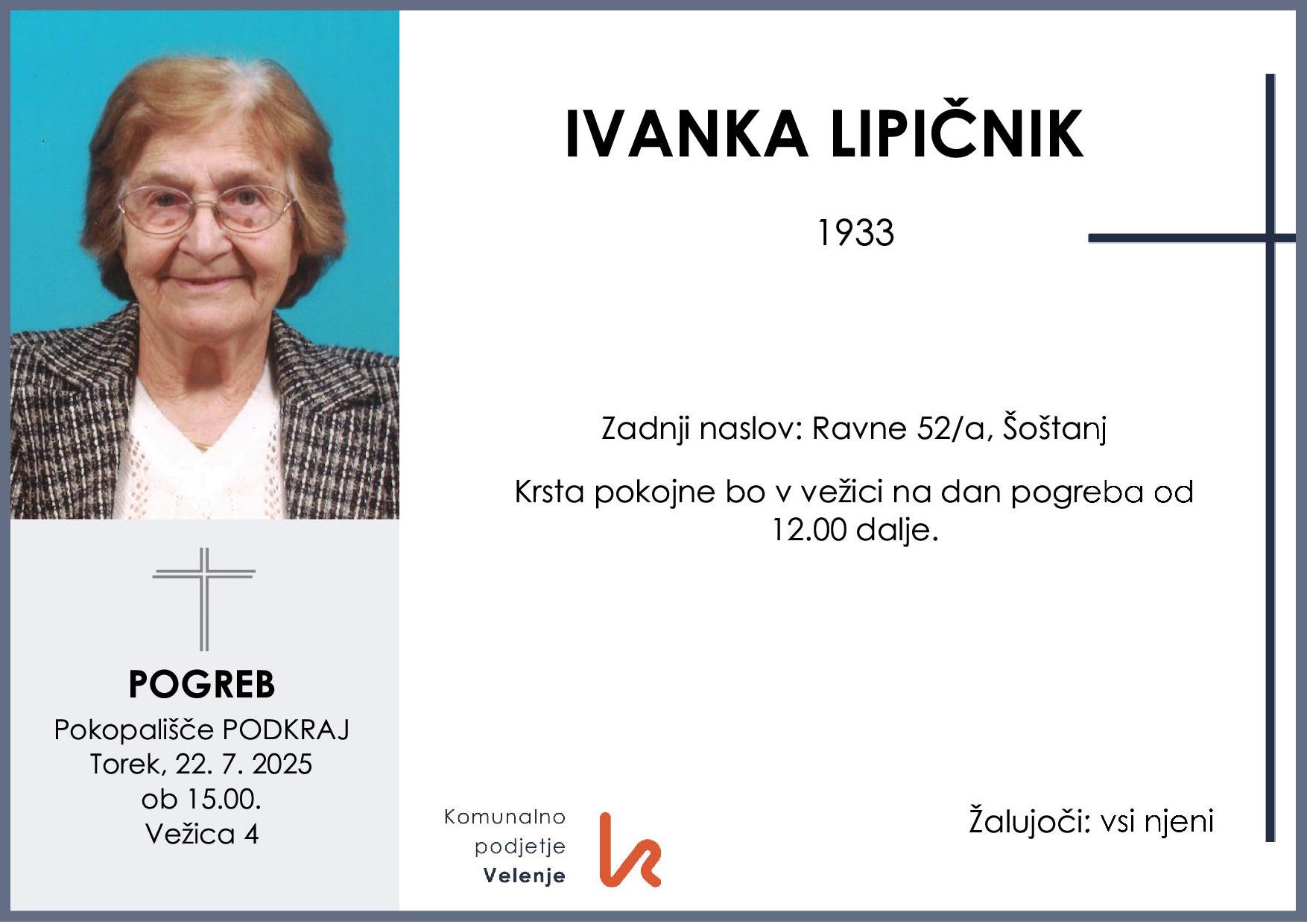 Lipičnik Ivanka 1933 1