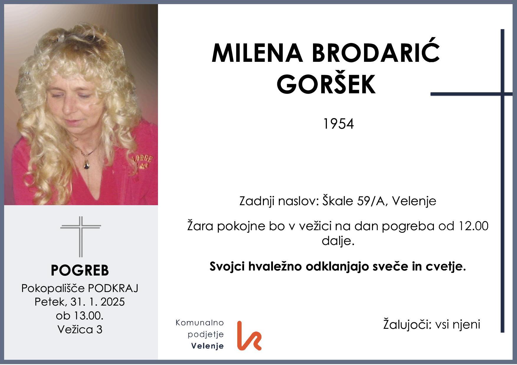 OsmrtnicaBrodarić1954 pogreb petek 31.1.2025 ob 13.00 Podkraj