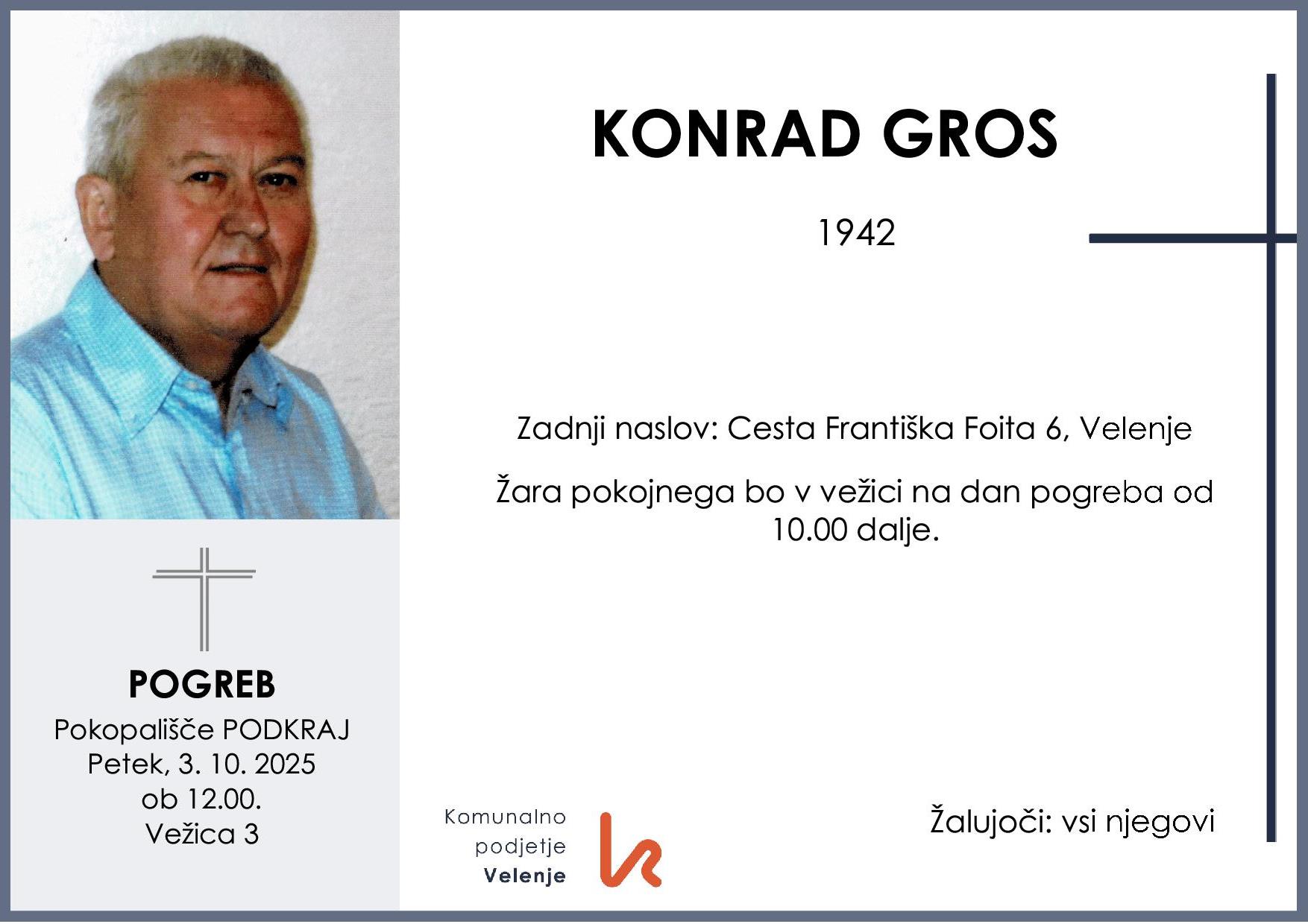 OsmrtnicaGrosKonrad1942 pogreb petek 3.10.2025 ob 12.00 Podkraj