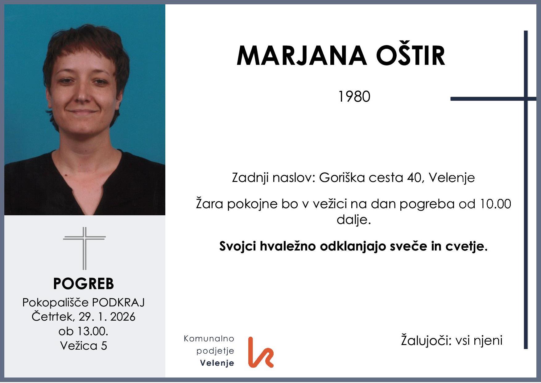 Osmrtnica Oštir Marjana1