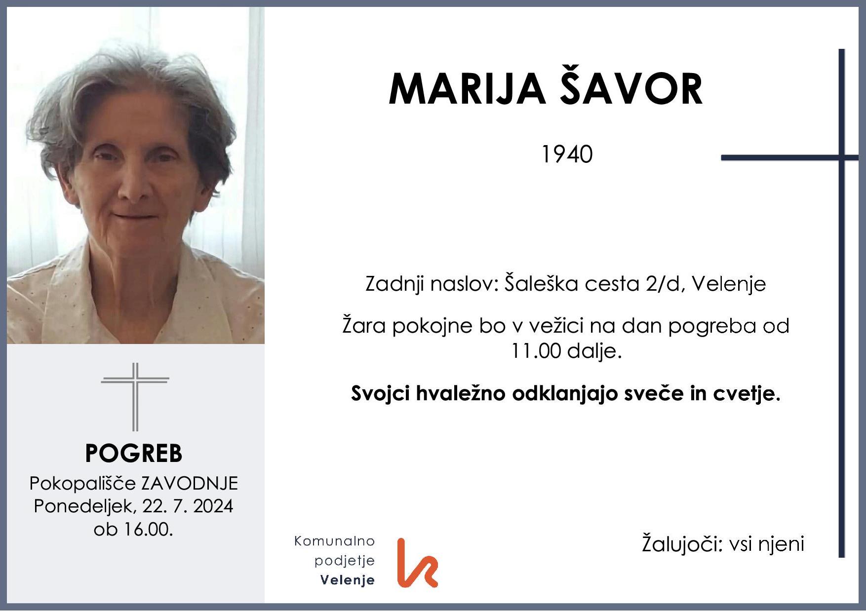 OsmrtnicaŠavorMarija1940