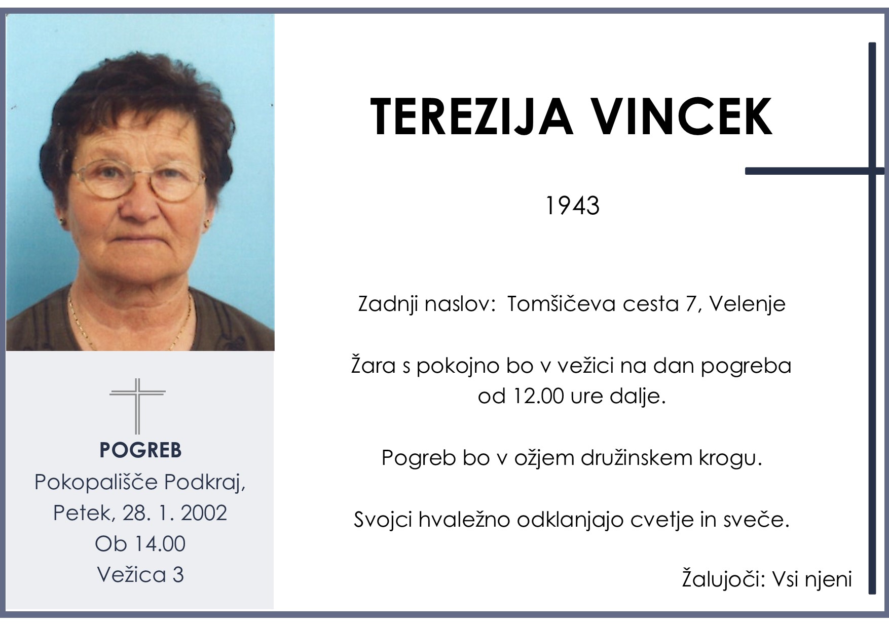 Vincek Terezija 1943